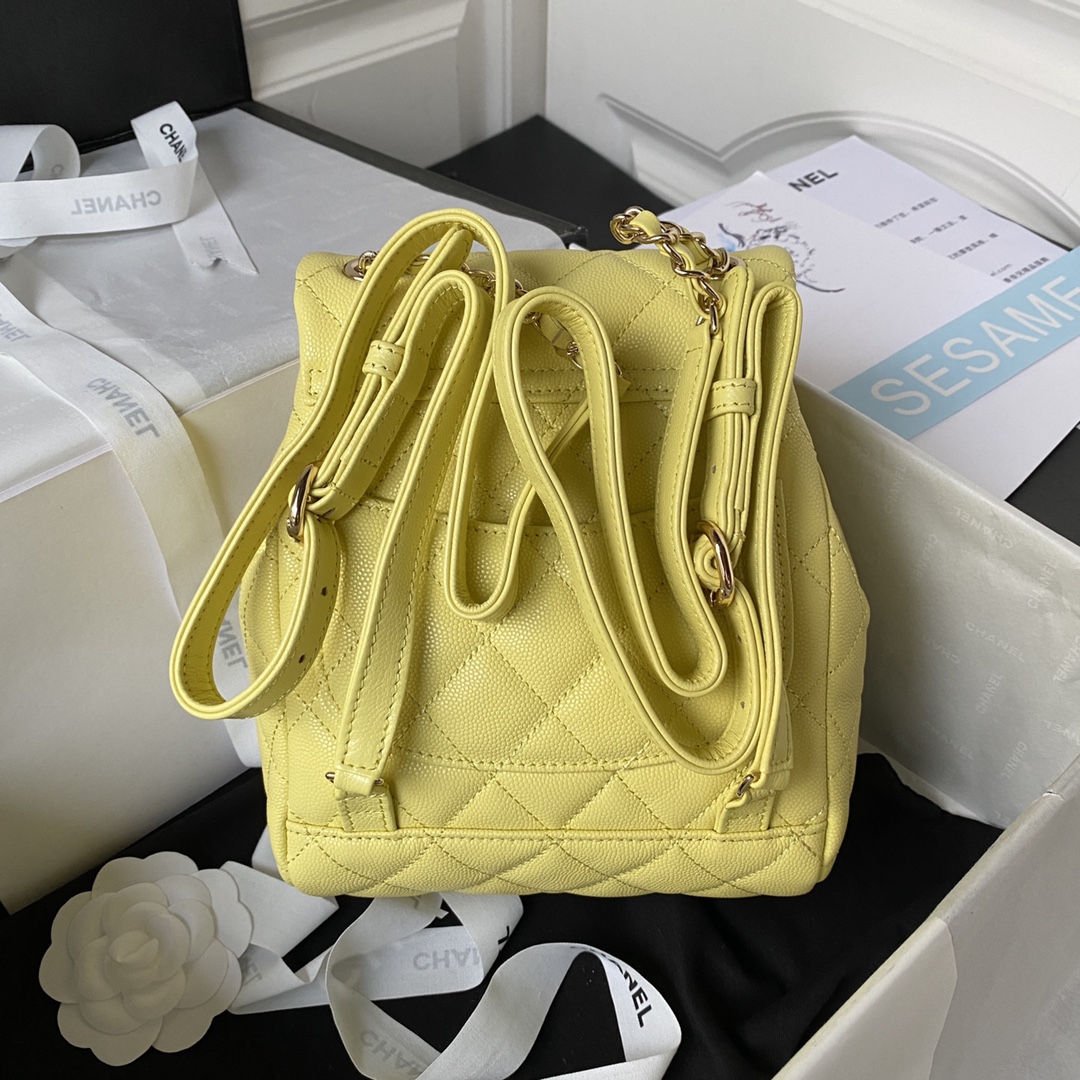 Caviar Leather Mini Backpack AS4058 Yellow